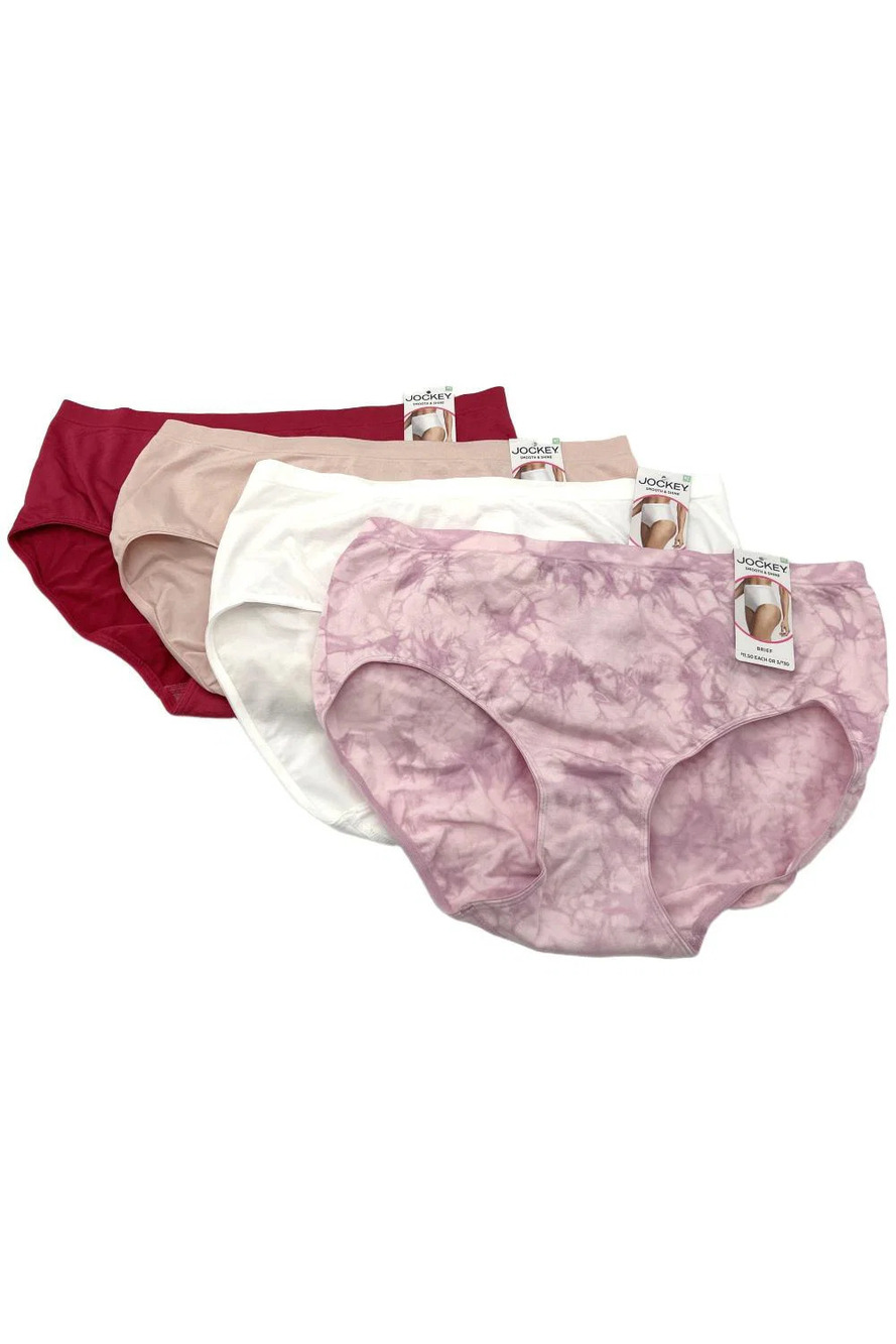 Jockey Women`s 4-Pack Smooth & Shine Brief Panties Pink - Regular